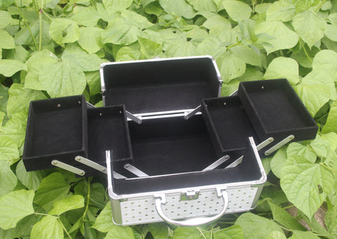 Portable Professional Silver Cosmetics Box